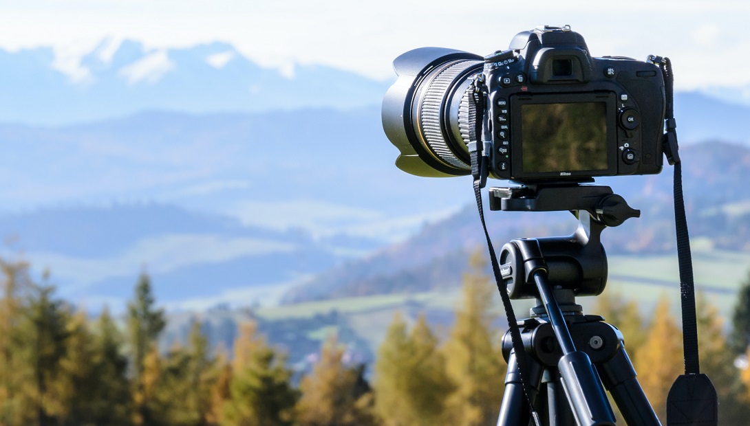 Camera facing mountains